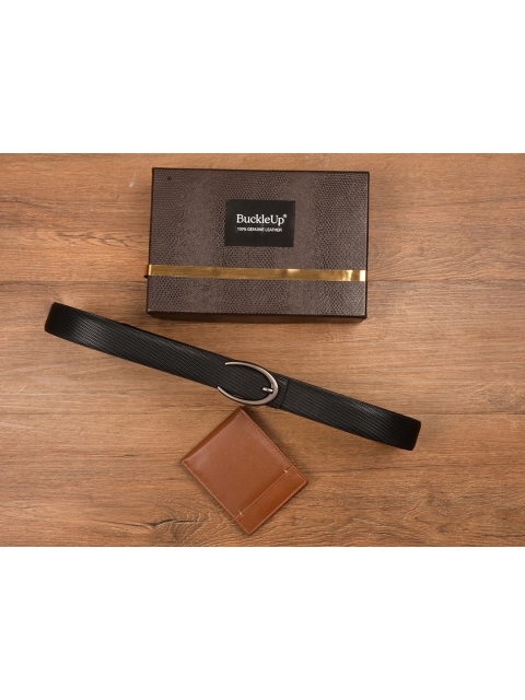 

BuckleUp Men Pack of 2 Black & Brown Solid Accessory Gift Set