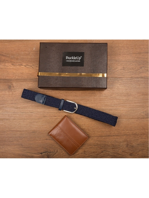 

BuckleUp Men Blue Solid Accessory Gift Set, Brown