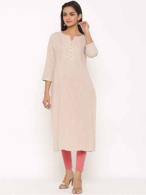 

fabGLOBAL Women Beige Kurta