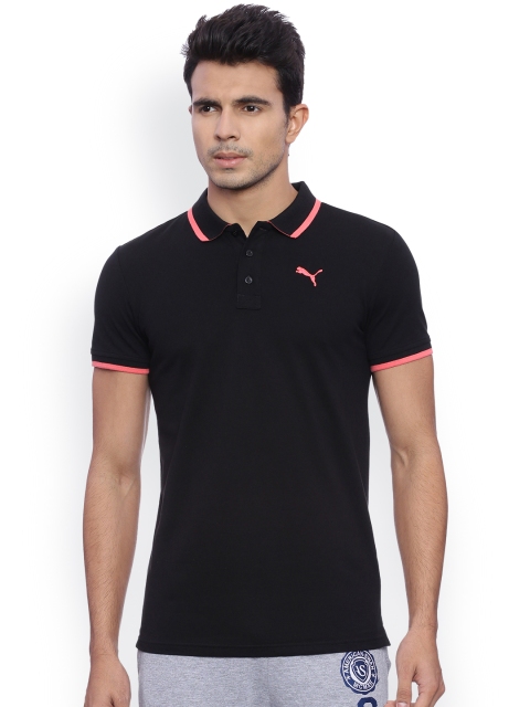 

Puma Men Black Solid Polo Collar T-shirt
