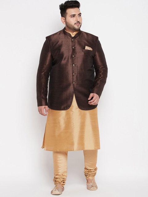 

VASTRAMAY PLUS Size Men Coffee Brown Kurta with Churidar & With Jacket