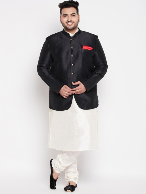 

VASTRAMAY PLUS Men Black Kurta and Pyjamas With Jacket