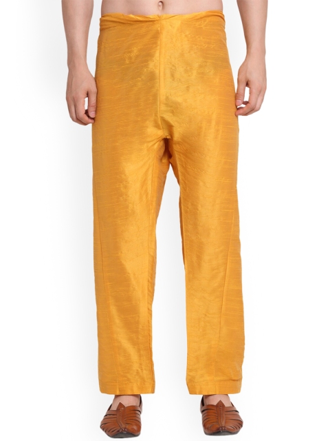 

Benstoke Men Mustard Solid Dupion Silk Pyjama