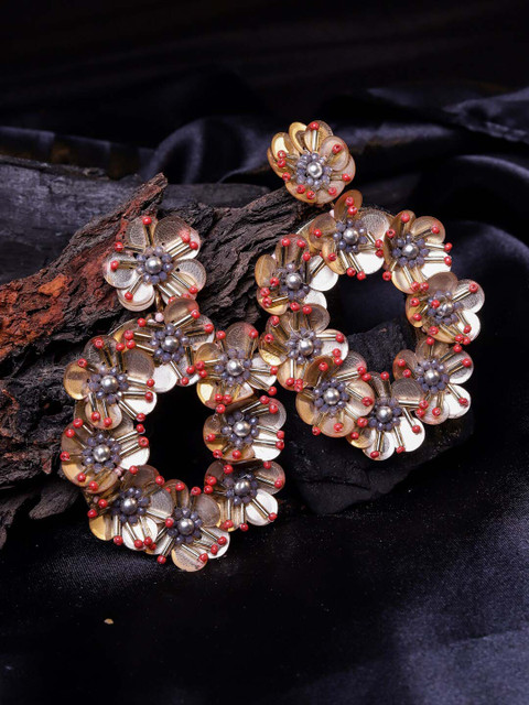 

Sangria Brown & Grey Artificial Beads Contemporary Drop Earrings