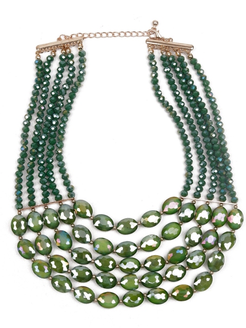 

ODETTE Gold-Plated Green Pearl Beaded Jewellery Set