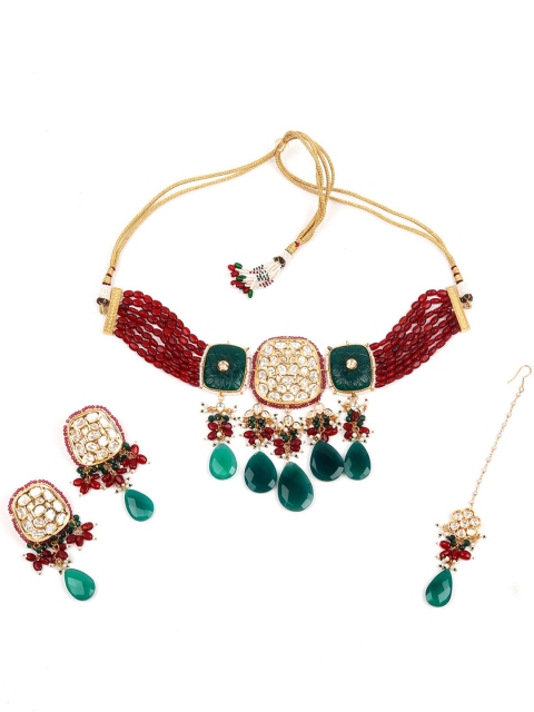 

ODETTE Gold-Plated & Red Beaded Jewellery Set