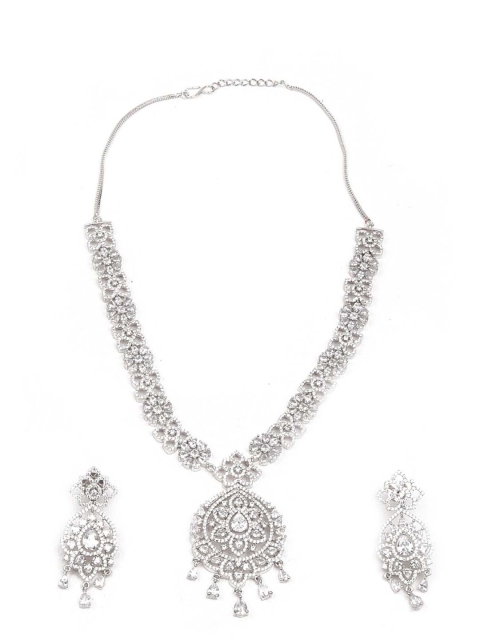 

ODETTE Women Silver-Plated Stone-Studded Jewellery Set