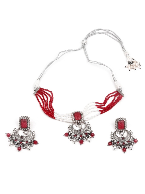

ODETTE Gold Plated White & Red Pearl Beaded Jewellery Set