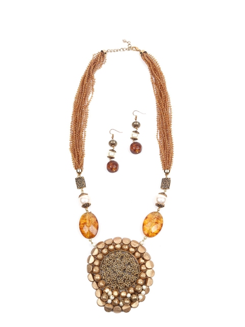 

ODETTE Sliver-Plated & Brown Beaded Jewellery Set