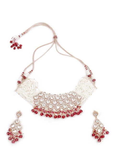 

ODETTE Gold-plated Gold Kundan Studded Jewellery Set