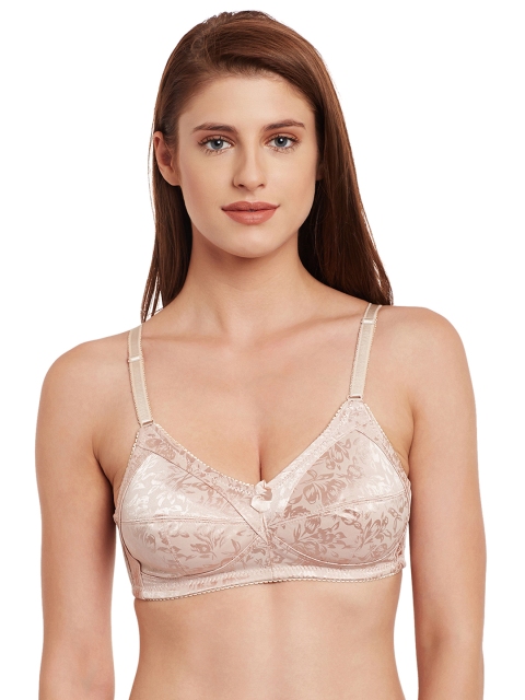 

SECRETT CURVES Beige Floral Print Non-Wired Non-Padded Minimizer Bra