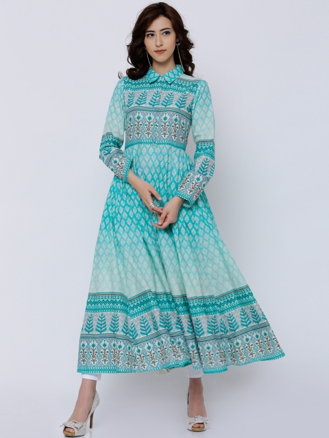 

Vishudh Women Blue Printed Anarkali Kurta