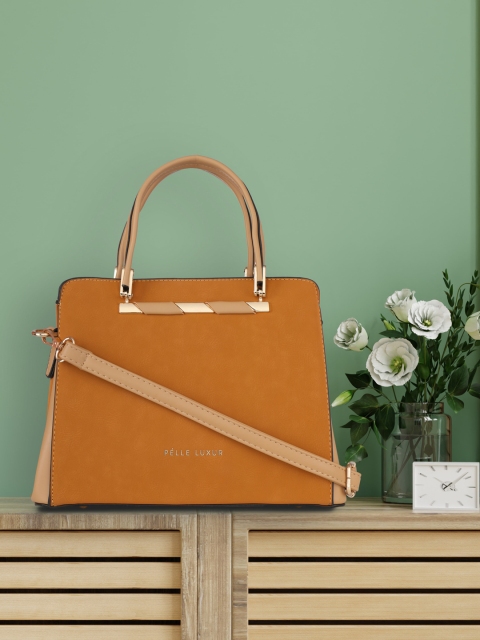 

PELLE LUXUR Women Tan Leather Structured Handheld Bag
