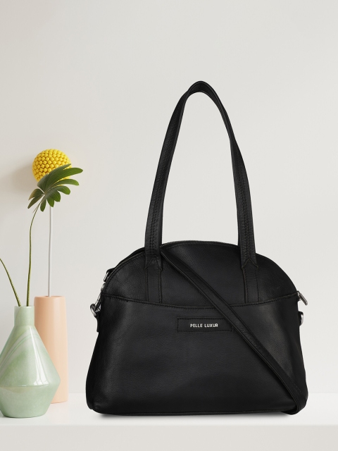

PELLE LUXUR Black Textured Leather Shopper Shoulder Bag