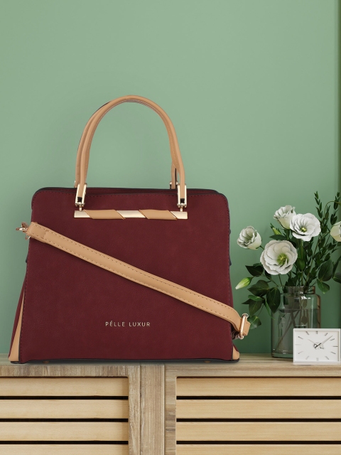 

PELLE LUXUR Red Leather Structured Handheld Bag