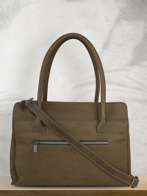 

PELLE LUXUR Green Leather Structured Handheld Bag