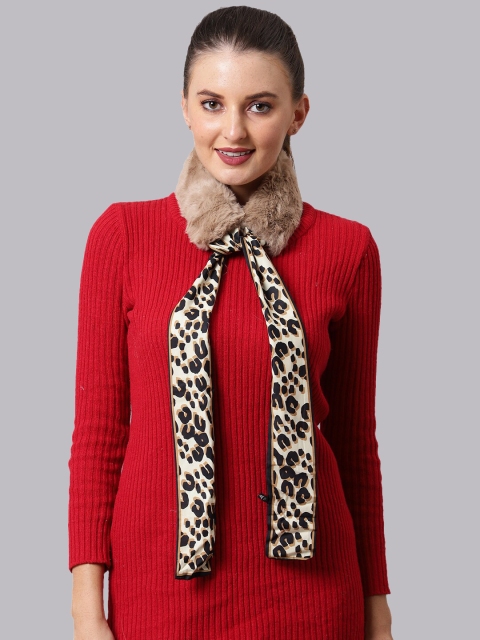 

ELLIS Women Brown Self Design Faux Fur Mufflers