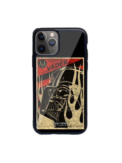 

macmerise Beige & Red Printed Glass iPhone 11 Pro Max Back Case, Black