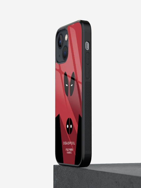 

macmerise Red & Black Printed Minimalistic Deadpool Glass iPhone 13 Back Case