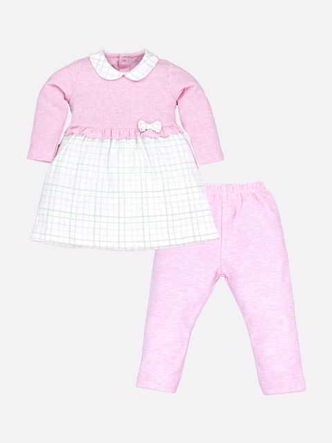 

BABY GO Girls Pink & White Printed Top with Leggings