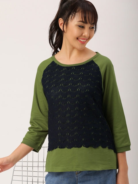 

DressBerry Women Green Self-Design Sweatshirt