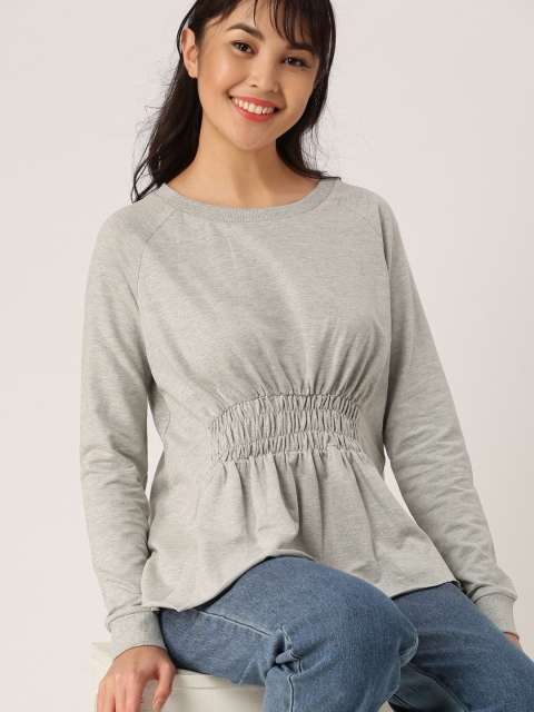 

DressBerry Women Grey Cinched Waist Top