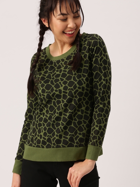 

DressBerry Women Green & Black Printed Sweatshirt