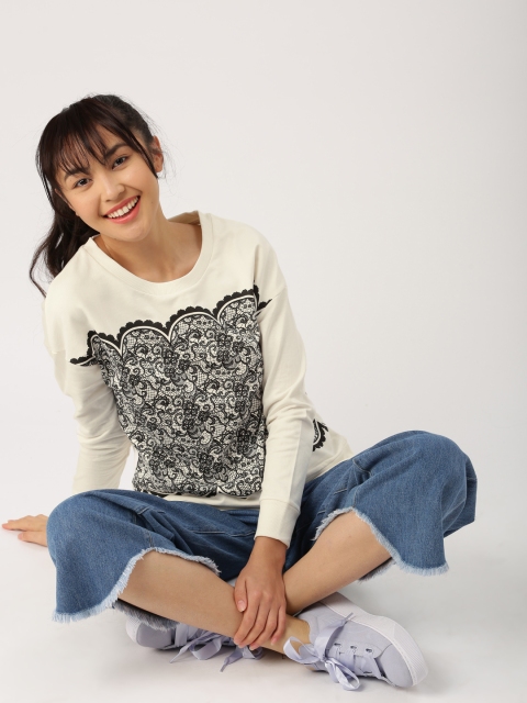 

DressBerry Women Off-White Printed Sweatshirt