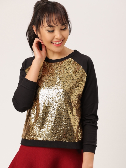 

DressBerry Women Black Self-Design Sweatshirt