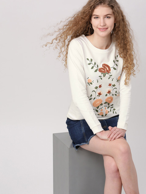 

DressBerry Women Off-White Printed Sweatshirt