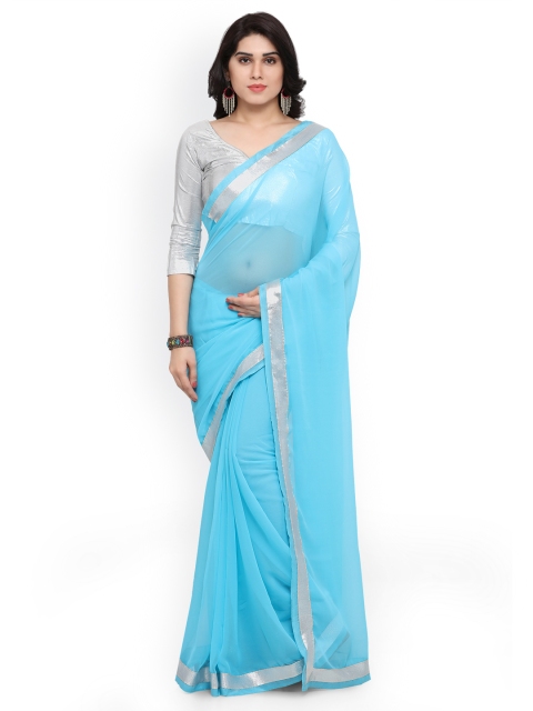 

Online Fayda Blue Solid Pure Georgette Saree