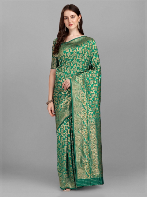 

Ethnic Yard Green Printed Woven Design Saree