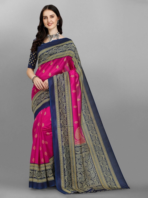 

Ethnic Yard Pink Ethnic Motifs Zari Pure Silk Saree