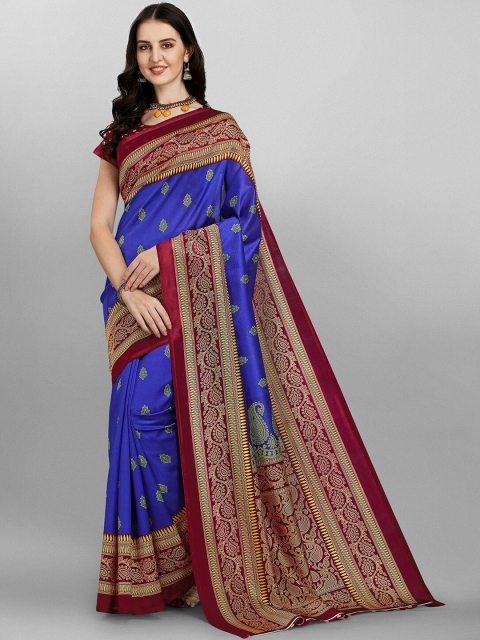 

Ethnic Yard Blue Ethnic Motifs Pure Silk Saree