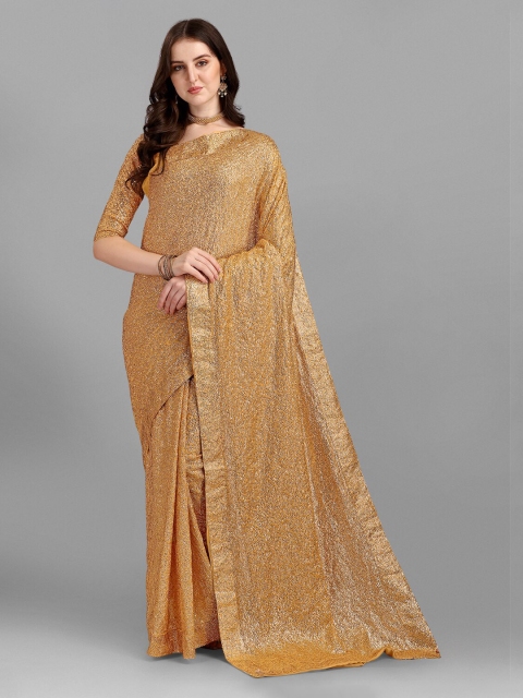 

Ethnic Yard Gold-Toned Embellished Pure Georgette Saree