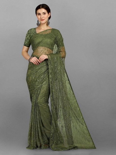 

Ethnic Yard Green Embellished Net Saree