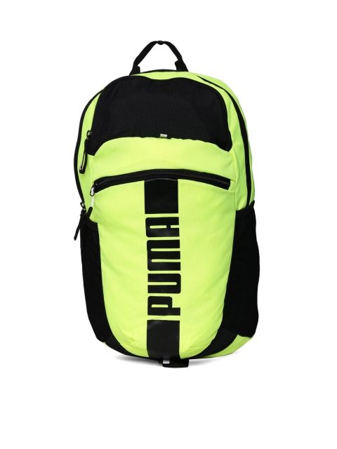 

Puma Unisex Fluorescent Green & Black Colourblocked Backpack