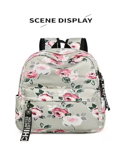 

Lychee bags Women Beige & Pink Floral Printed Backpack