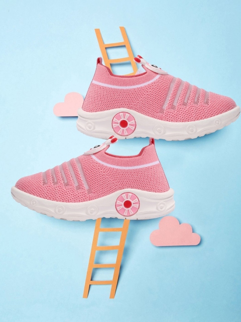 

YK Unisex Kids Pink Woven Design Sneakers