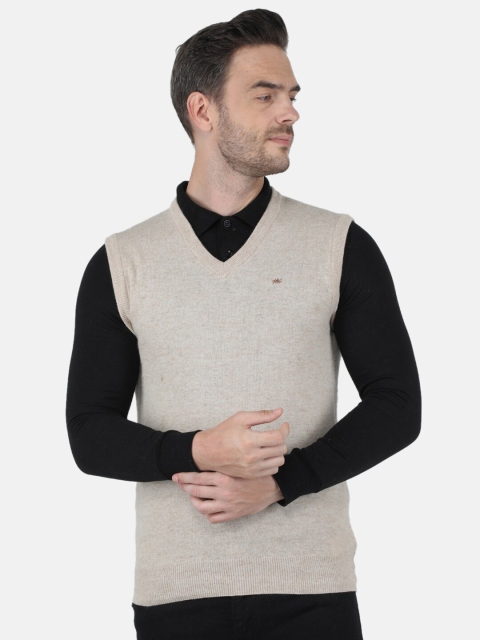 

Monte Carlo Men Beige Lambs Wool V Neck Sweater Vest