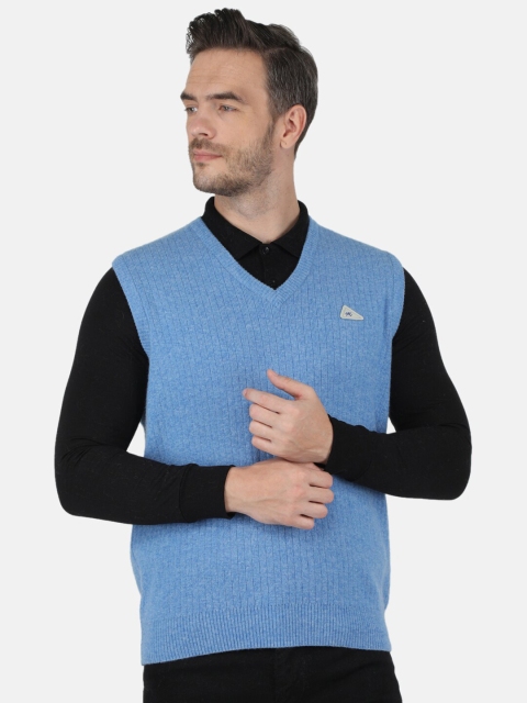 

Monte Carlo Men Blue Solid V Neck Sweater Vest