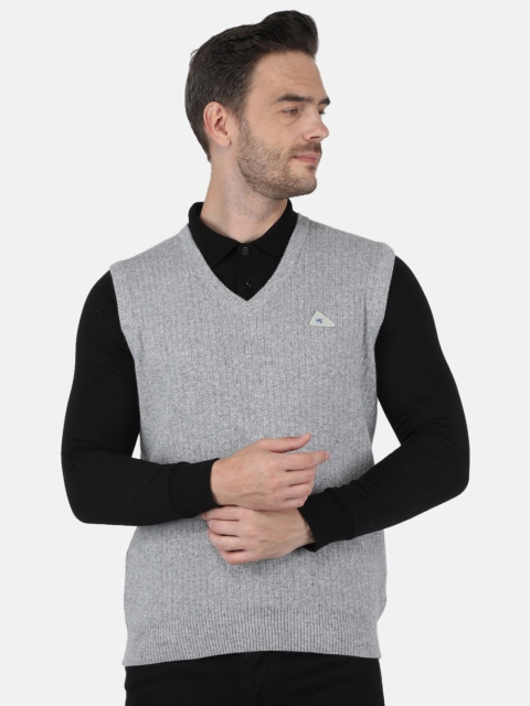 

Monte Carlo Men Grey Solid V Neck Sweater Vest
