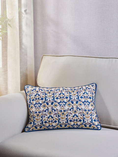 

Pure Home and Living Blue & Off White Embroidered Rectangle Cushion Covers