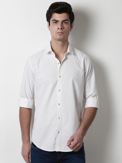 

Peter England Men White Slim Fit Printed Casual Shirt
