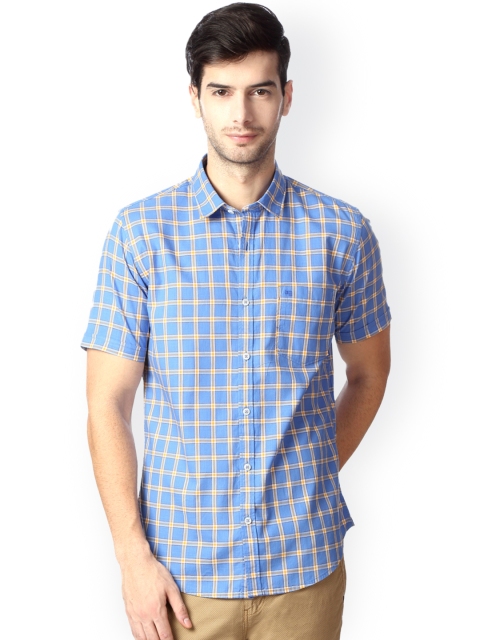 

Peter England Men Blue Slim Fit Checked Casual Shirt