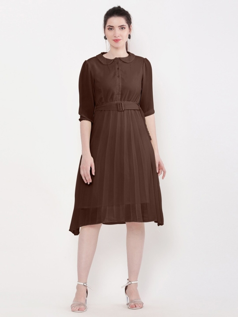 

WinEra Coffee Brown Georgette Dress