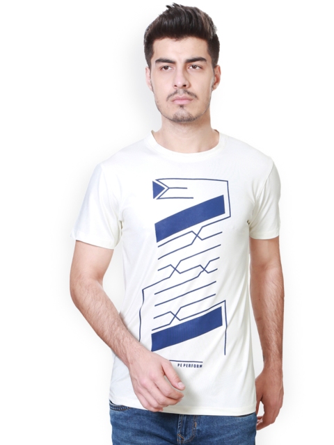 

Peter England Men Off-White Printed Round Neck T-shirt