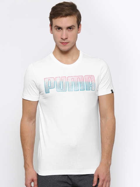 

Puma Men White Faded Printed Round Neck T-shirt