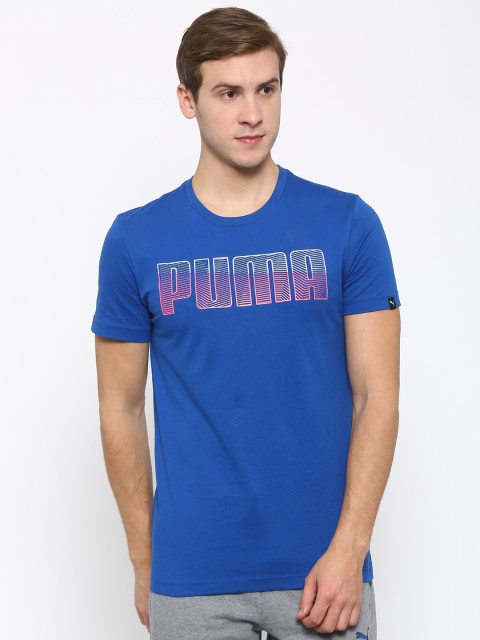 

Puma Men Blue Faded Printed Round Neck T-shirt