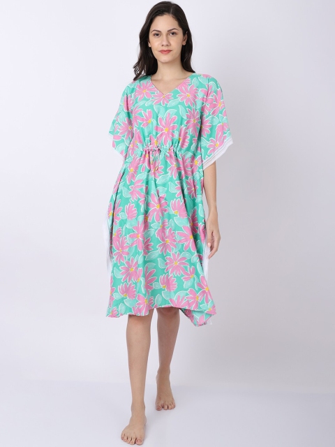 

EROTISSCH Green & Pink Floral Kaftan Dress
